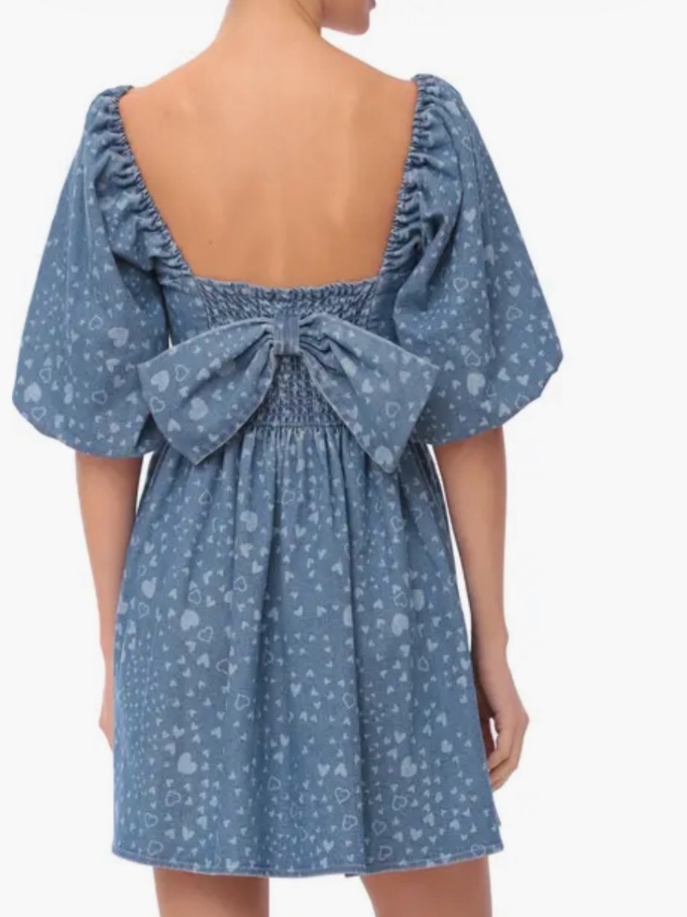 New Avec Les Filles Heart Puff Sleeve Babydoll Minidress - Picture 7 of 9